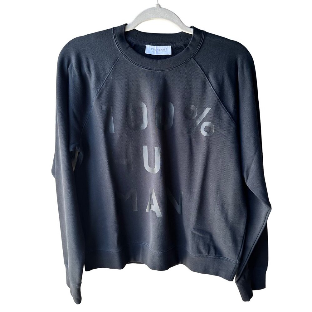 Everlane 100% Human Black Crew Pullover Athleisure Sweater Womens SM Casual